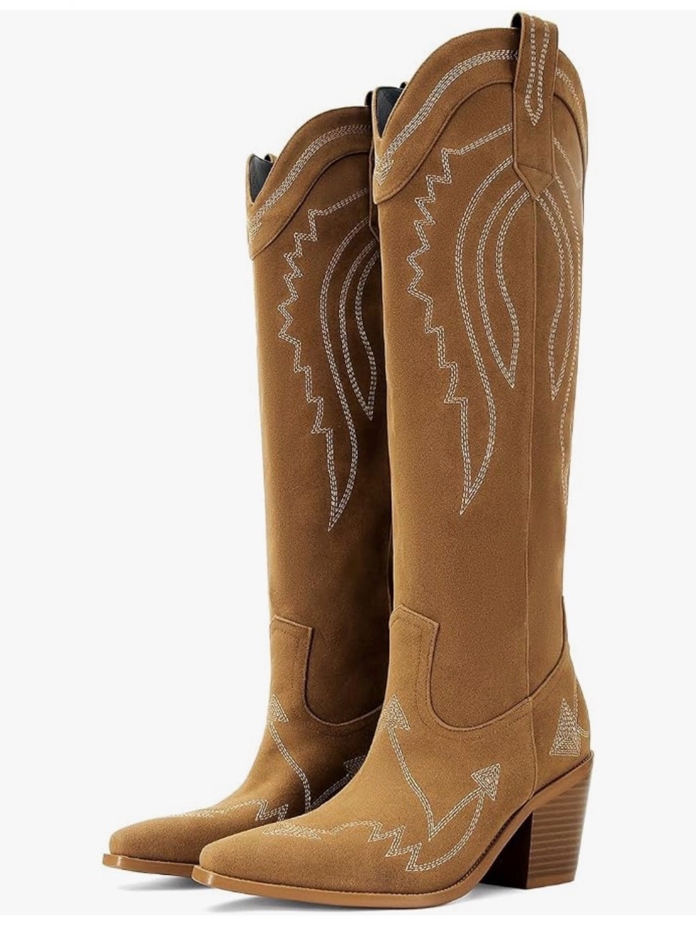 Women’s Tan Suede Western Knee-High Boots